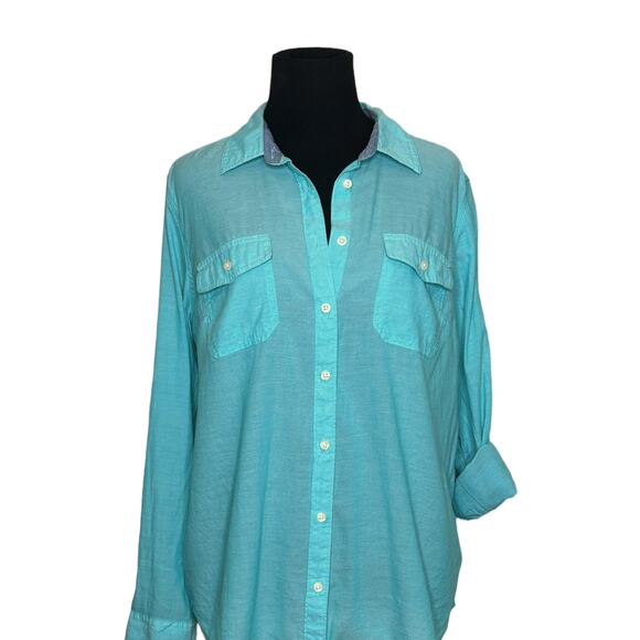 St. John's Bay light blue cotton buttoned casual shirt size PL - Picture 6 of 7